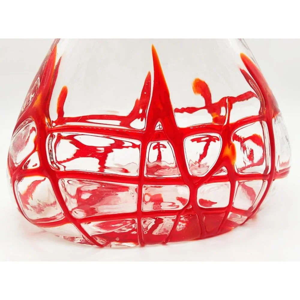 Margie’s Garden Hand-blown Red Flame Art Glass Vase